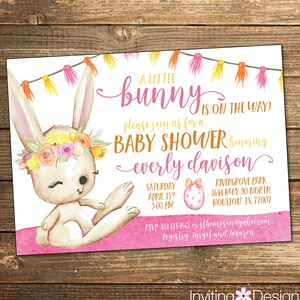 Bunny Baby Shower Invitation / Girl Baby Shower Invitation / Easter Baby Shower / Bunny Shower Invite / Bunny Invite / PRINTABLE FILE