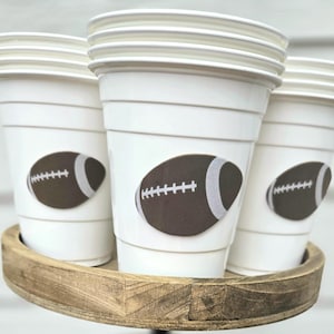 Football Party Cups, Plastic Cups, Football Party Cups, Football Birthday Party, Tailgating Cups, Tailgate Decorations, Football Baby Shower