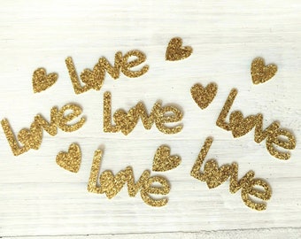 Bridal Shower Decorations, Bridal Shower Confetti, Wedding Confetti, Love Confetti, Gold Bridal Shower, Gold Wedding, 100 PIECES