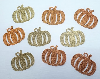 Pumpkin Confetti, Fall Wedding Confetti, Fall Baby Shower, Little Pumpkin Birthday, Fall Bridal Shower Decoration, Orange & Gold, 50 PIECES