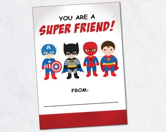 SUPERHERO Valentines INSTANT DOWNLOAD Printable Valentine - Etsy