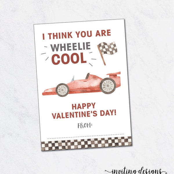 Racecar Valentine's Day Card / Race Car Valentine Cards / Boy Valentines / Digital / Classroom Valentine / Printable file INSTANT DOWNLOAD