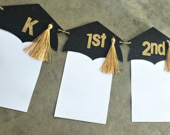 Graduation Photo Banner, Party Decorations 2024, Graduation Yearly Photo Banner, Graduation Decoration, Black Gold, Graduation Party Decor