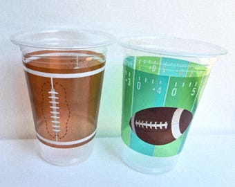 Football Party Cups, Plastic Cups, Football Party Cups, Football Birthday Party, Tailgating Cups, Tailgate Decorations, Football Baby Shower