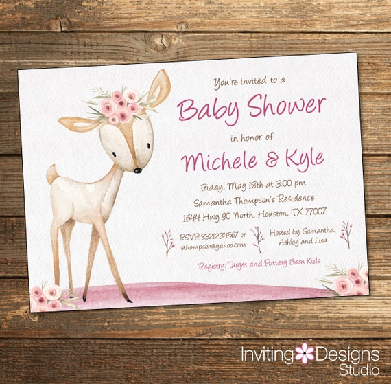 etsy woodland baby shower invitations