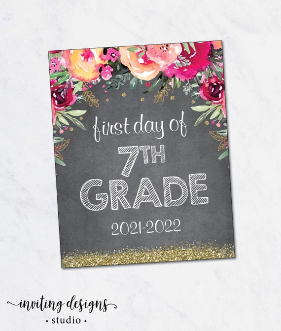 First Day of 7th Grade Sign / Printable Back to School Sign / | Etsy