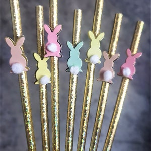 Easter Bunny Straws, Some Bunny is One, Easter Straws, Bunny First Birthday, 1st,  Easter Decor, Bunny Party, Easter Decorations 12 Straws