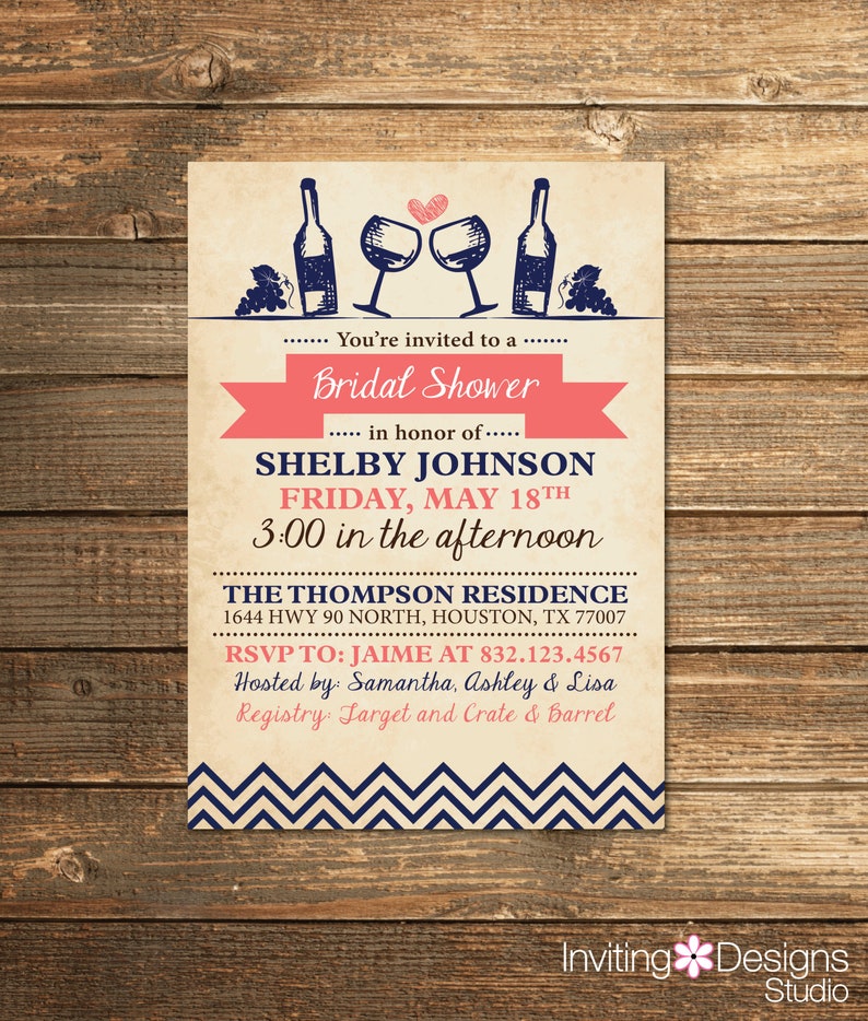 Bridal Shower Invitation Wine Party Engagement Party Etsy