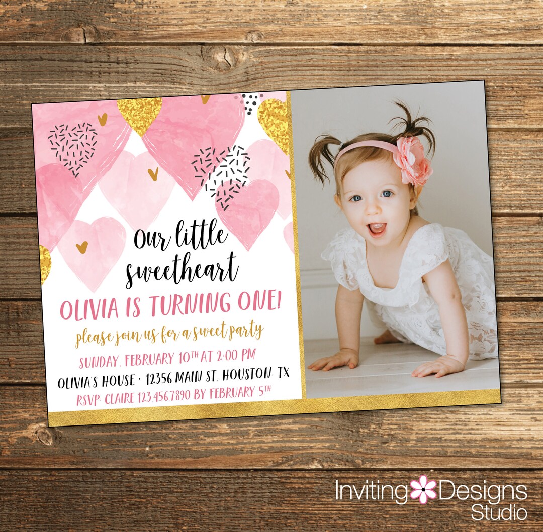Valentine Birthday Party Invitation, First Birthday, Valentines ...