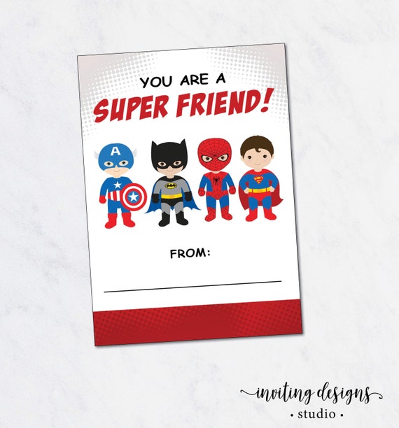 Superhero Valentine's Day Card / Printable Valentine Cards | Etsy
