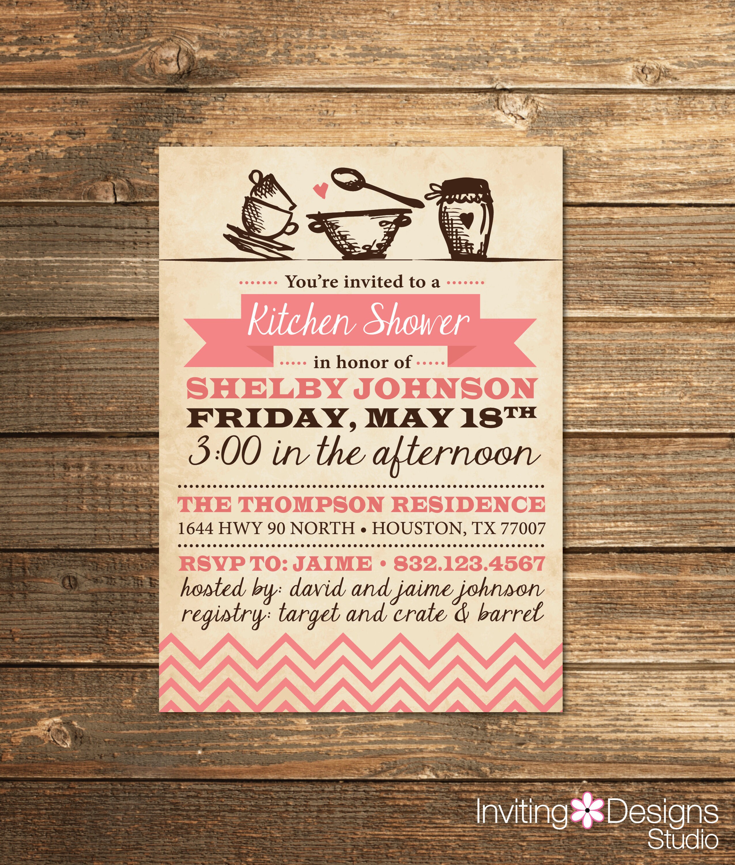 Kitchen Bridal Shower Invitation Wedding Shower Coral Etsy