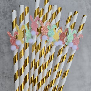 Easter Gift for Kids, Bunny Straws for Easter Basket, Easter Party, Easter Decor, Bunny Party Straws, Easter Basket Filler, Set of 12 Straws image 3