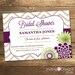 Wedding Shower Invitation, Bridal Shower, Chevron, Floral, Purple, Green, Apple, Eggplant Purple, Printable Invitations 