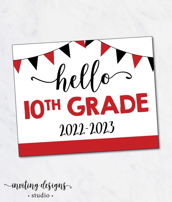 first-day-of-10th-grade-sign-red-and-black-10th-grade-sign-etsy