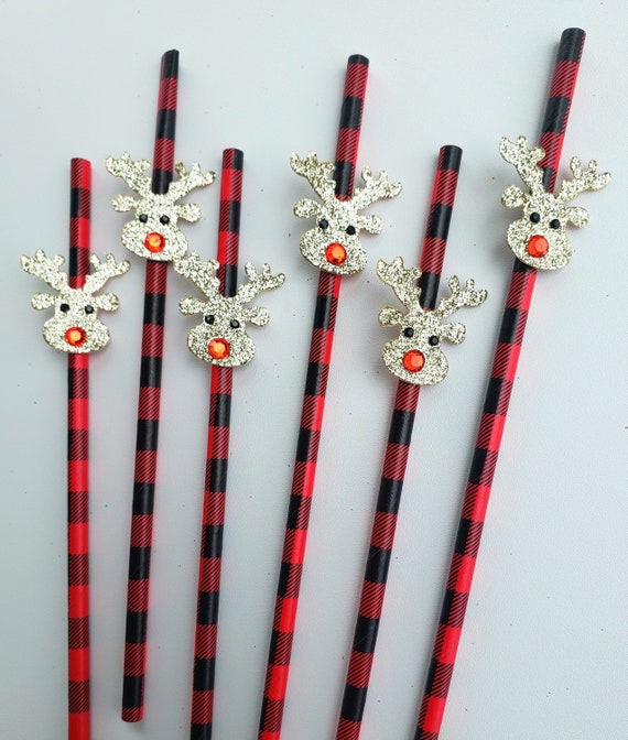 Santa Straws, Christmas Straws, Stocking Stuffer, Santa Party Straws,  Holiday Party, Kids Stocking Stuffer, Kids Gift, 12 ct, SET OF 12