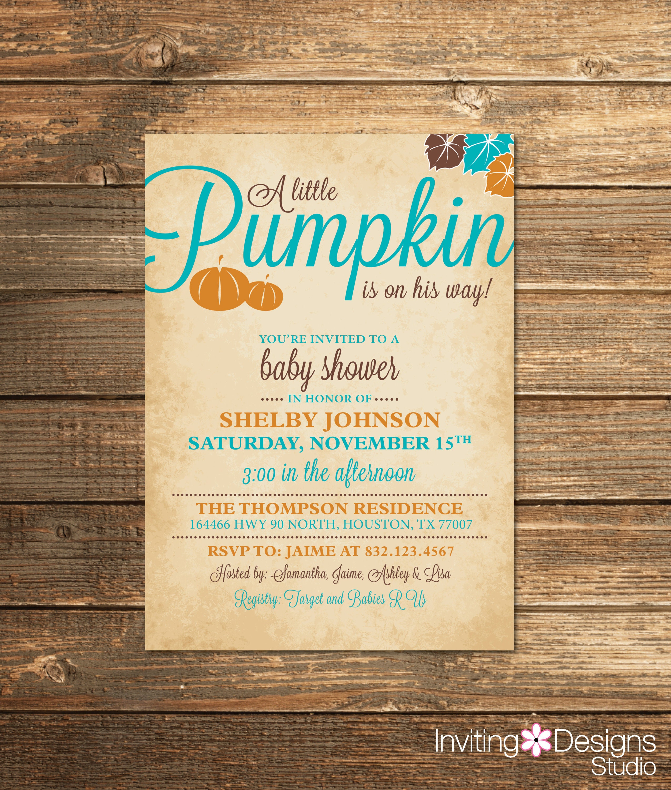 Pumpkin Baby Shower Invitation Fall Neutral Baby Boy Etsy