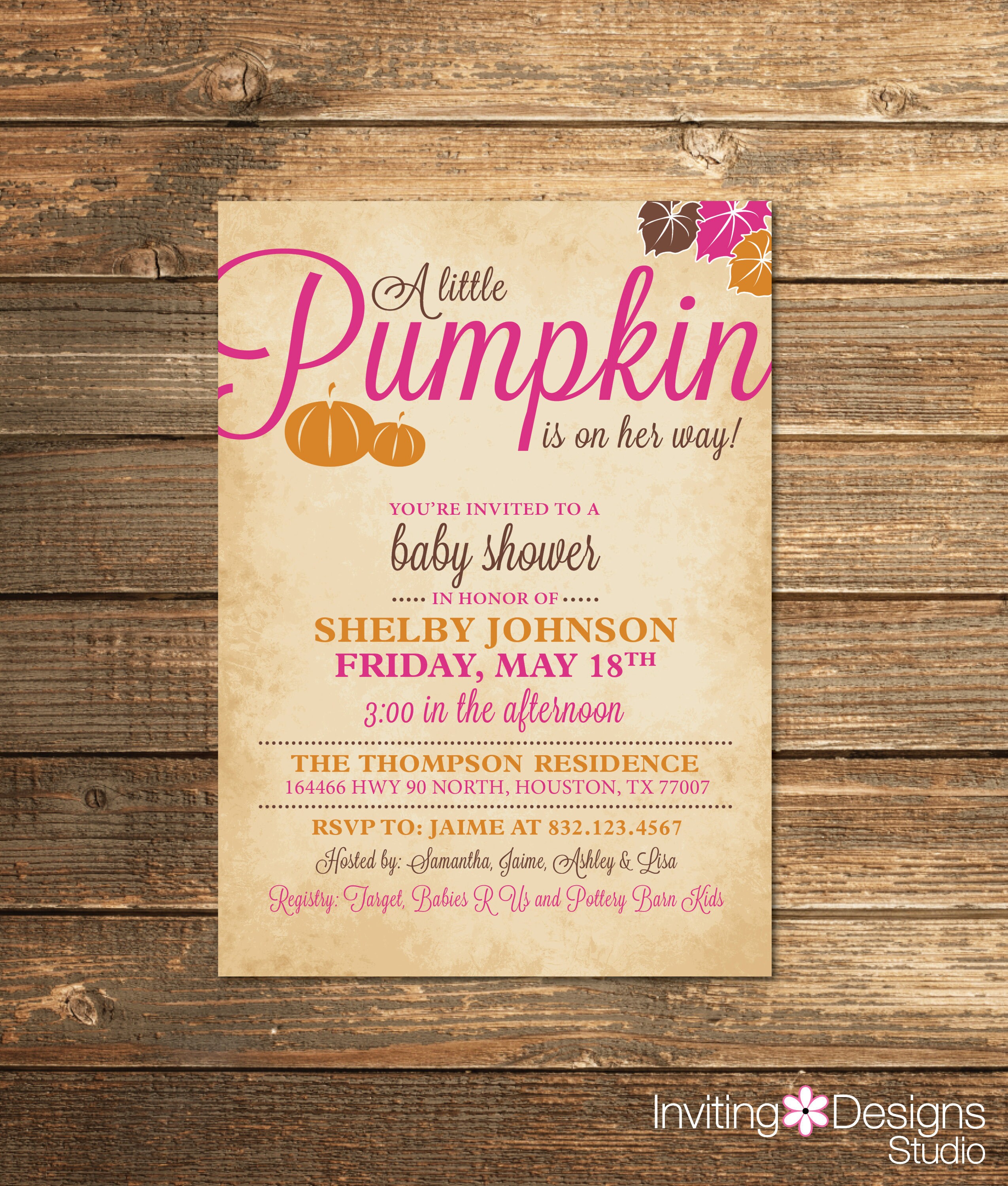 Pumpkin Baby Shower Invitation Fall Baby Girl Autumn | Etsy