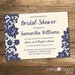 Wedding Shower Invitation, Bridal Shower Invitation, Blue Lace, Navy, Blue, Cream Background, Navy Bridal Shower, Printable Invitation
