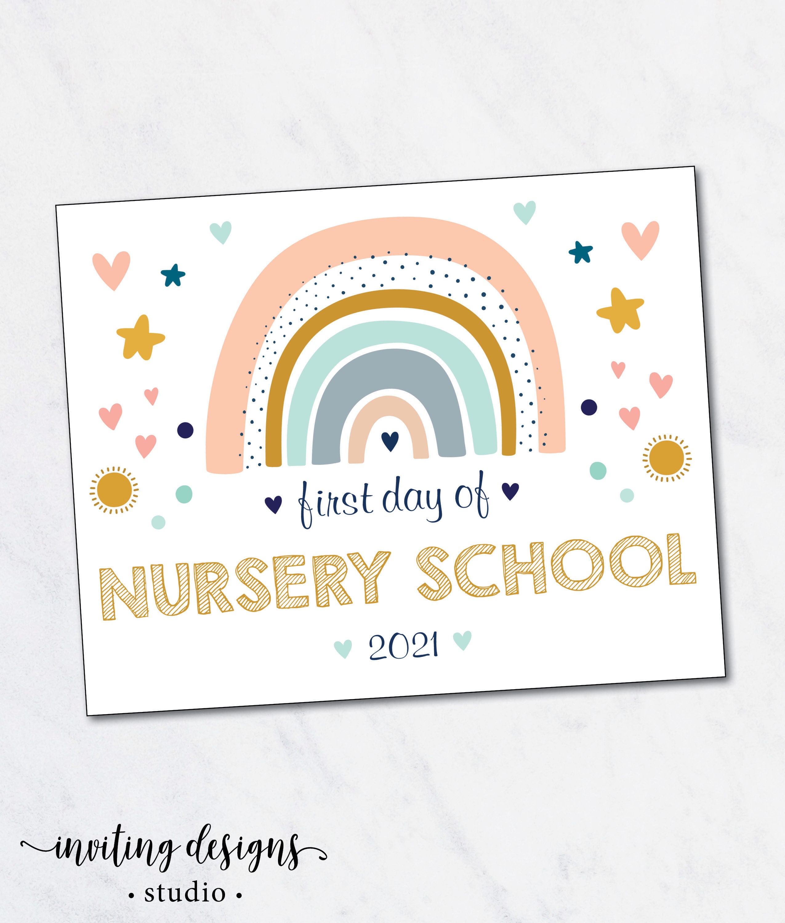 First Day Of Nursery Sign Nursery School Sign Printable Etsy