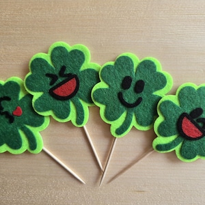 Shamrock Cupcake Toppers, St. Patrick&#39;s Day Decorations, St Patty Day Baby Shower Decoration, Baby Shower Cupcake Toppers SET of 12