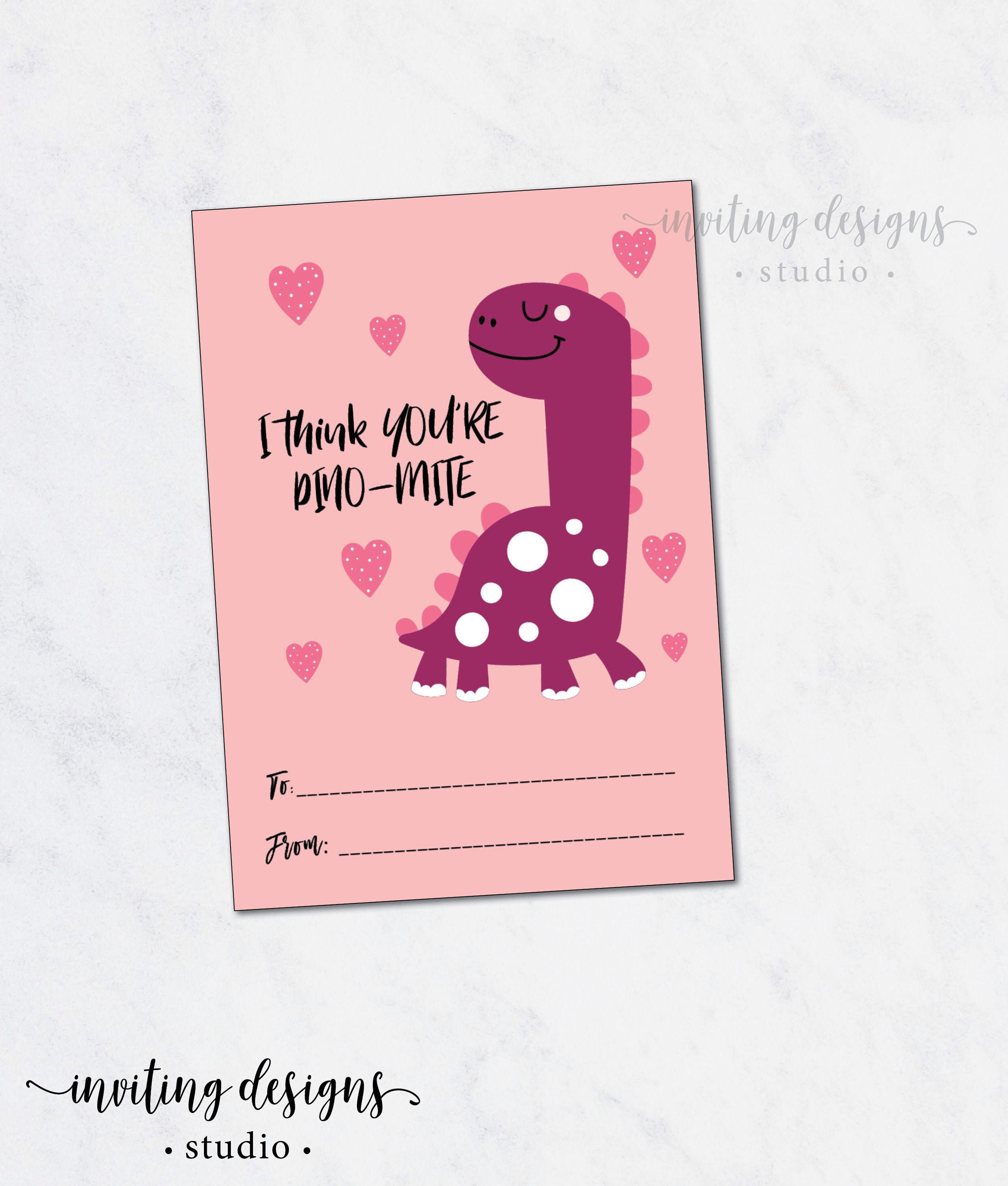 Dinosaur Valentine's Day Card / Printable Valentine Cards / Dinomite ...