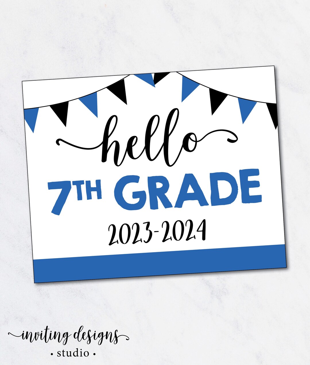 First Day of 7th Grade Sign / Blue and Black 7th Grade Sign / - Etsy