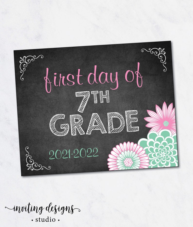 First Day of 7th Grade Sign / Printable Back to School Sign / Etsy