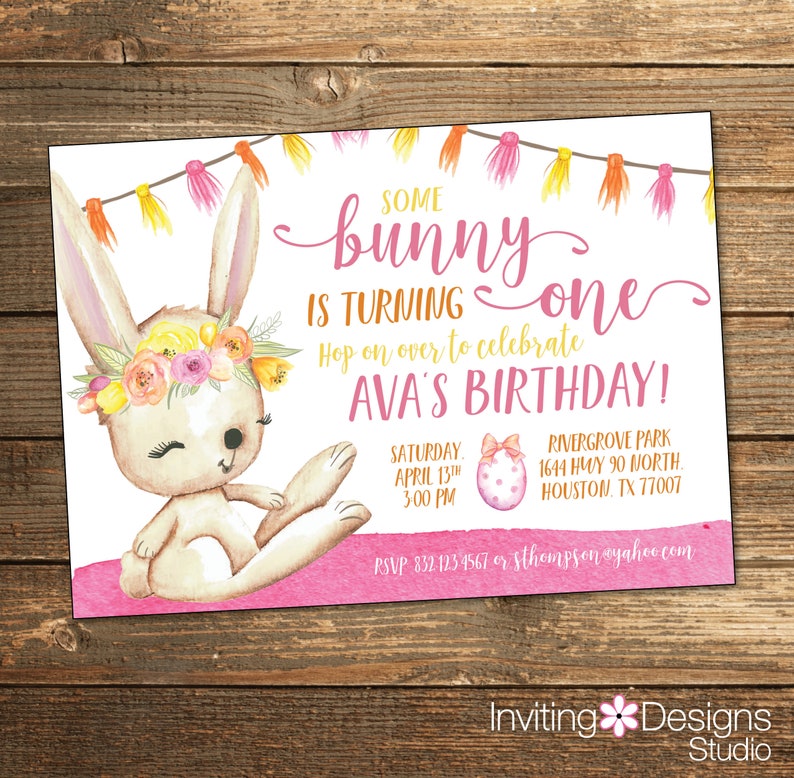 bunny birthday invitation some bunny is turning one bunny birthday party invitation easter birthday birthday party printable invitation easter birthday invitations