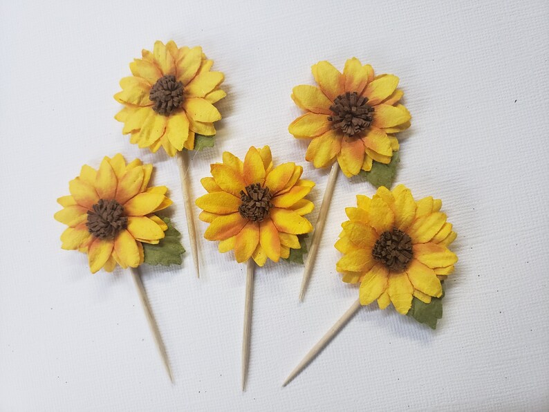 Sunflower Cupcake Toppers Sunflower Party Sunflower Baby Etsy