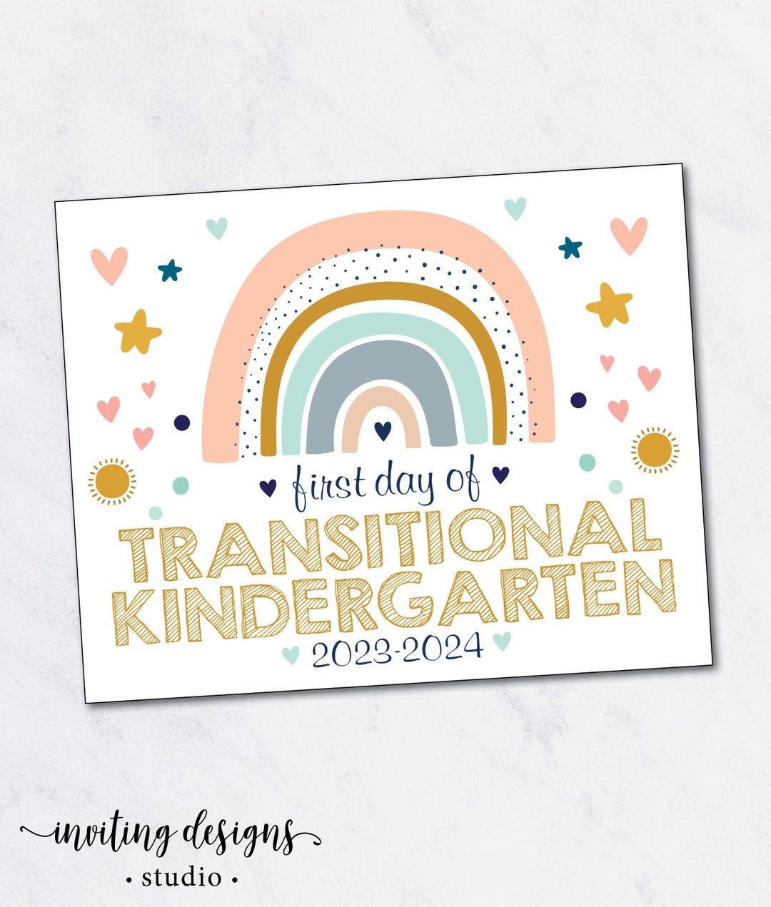 First Day Of Transitional Kindergarten Sign First Day Of Etsy