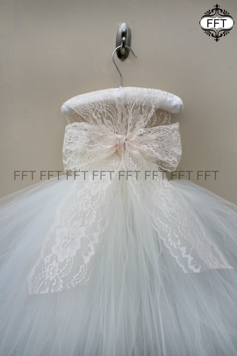 Ivory White Lace Flower Girl Tutu Dress