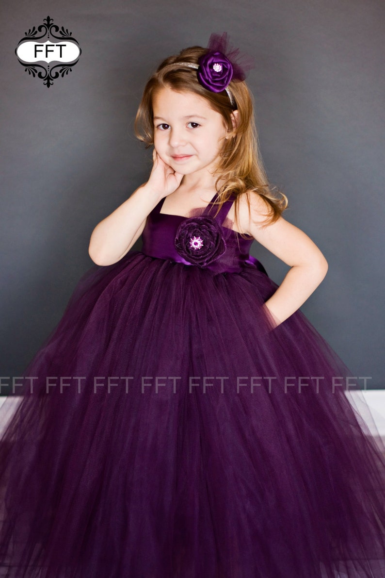 Purple Flower Girl Tulle Dress