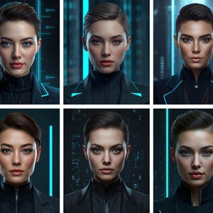 Cyberpunk Female Tech Executive Avatar Pack – Futuristic LinkedIn Portraits