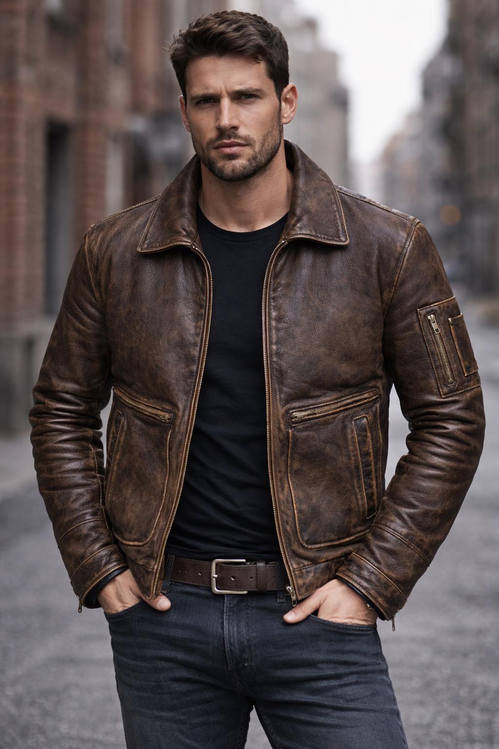 American Vintage Leather Jacket - Etsy