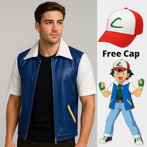 Chaqueta de cosplay de Ash Ketchum de Pokémon / Disfraz animado de piel de cordero n.° 4
