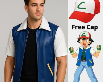 Chaqueta de cosplay de Ash Ketchum de Pokémon / Disfraz animado de piel de cordero n.° 4