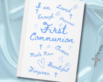 Girls First Communion Journal, Christian Gift for Girl, Prayer Note Book, Custom Name Faith Journal, Bible Study Book