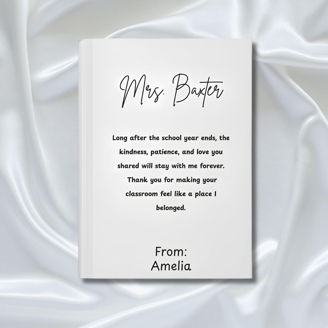 Personalized Teacher Appreciation Journal, Custom Name, End of Year ...