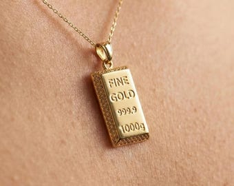 Vintage Silver Ingot Pendant, Silver Chain, 1976, London, 7gms