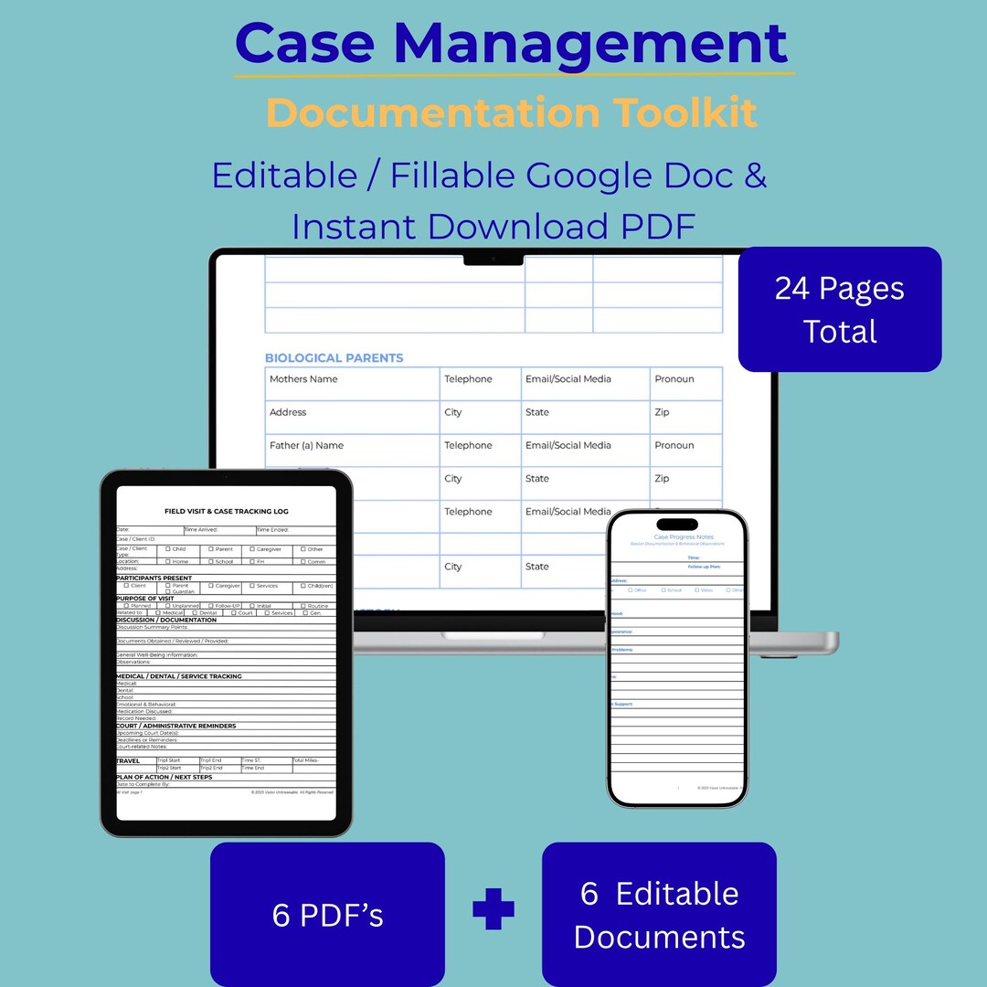 Case Management Documentation Toolkit | Progress Notes Template, Client ...