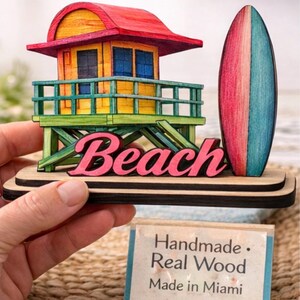 Handmade Miami Beach Wood Decor, Coastal Souvenir image 2