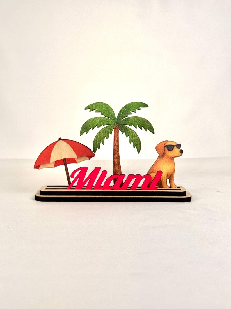 Handmade Miami Beach Wood Decor, Coastal Souvenir image 16