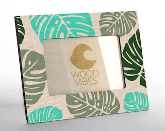 Handmade Wooden Picture Frame | Tropical Monstera Leaf Design