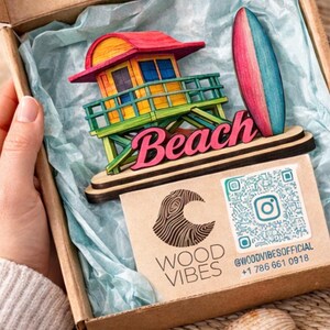 Handmade Miami Beach Wood Decor, Coastal Souvenir image 3