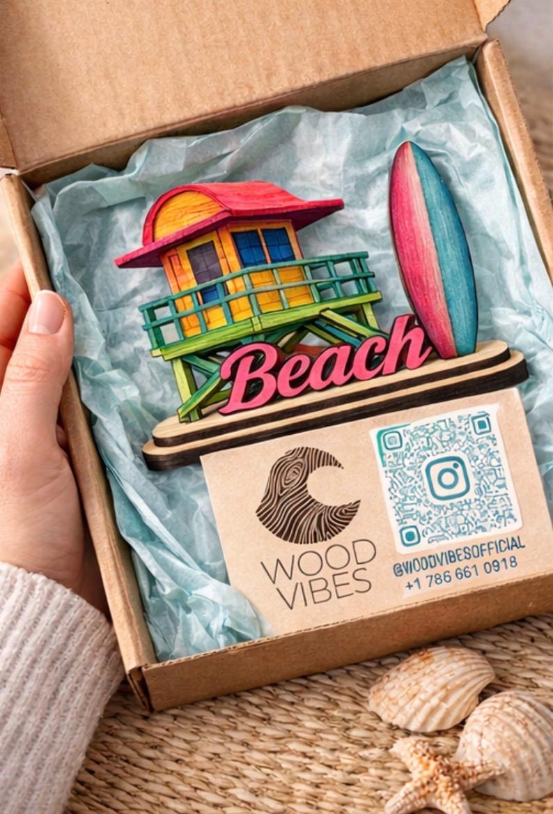 Handmade Miami Beach Wood Decor, Coastal Souvenir image 3