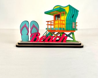 Handmade Miami Wood Decor Set, Coastal Souvenir