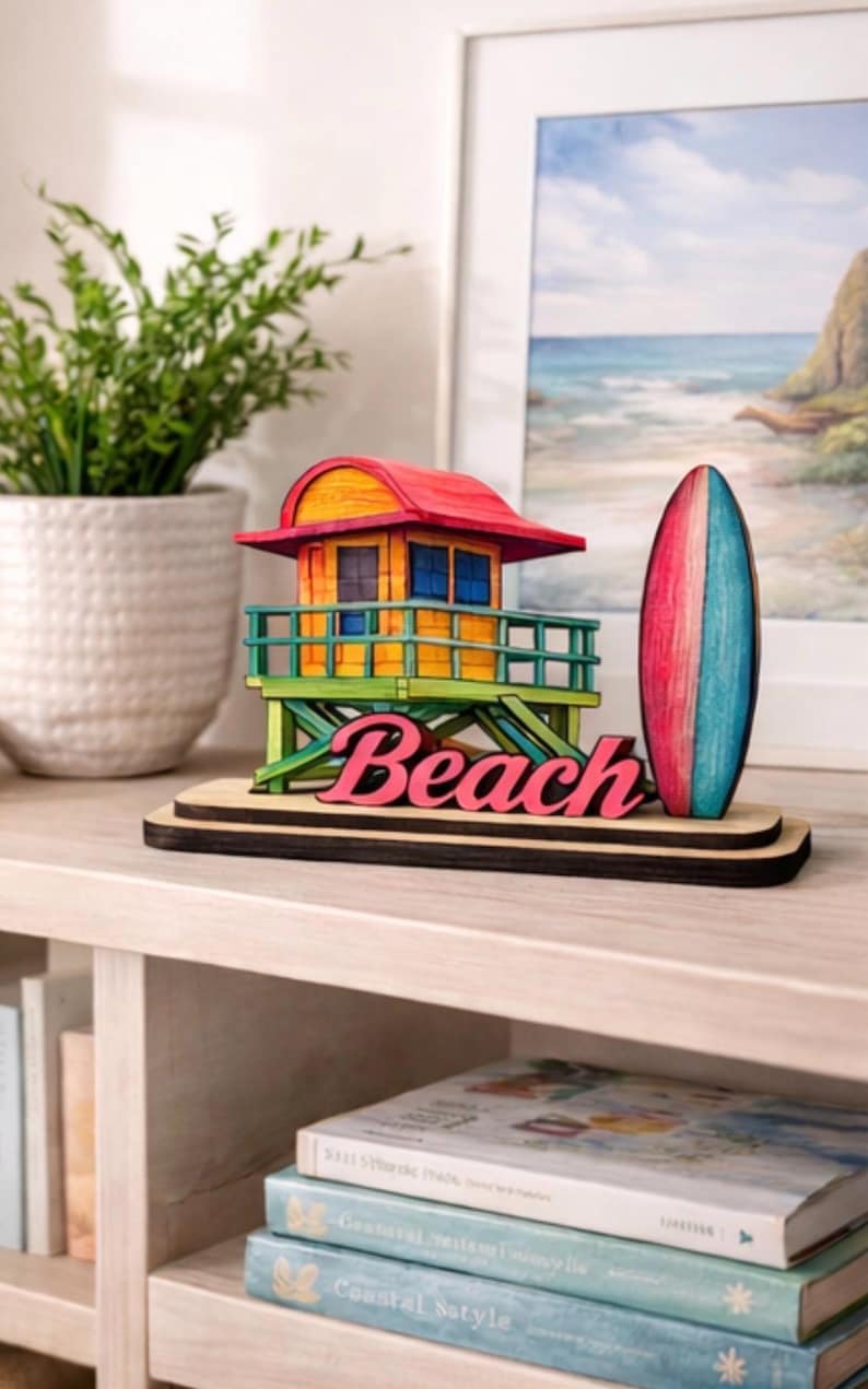 Handmade Miami Beach Wood Decor, Coastal Souvenir image 1