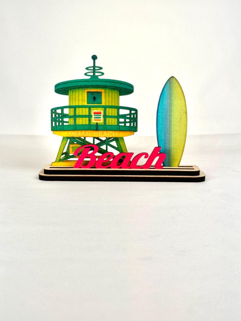 Handmade Miami Beach Wood Decor, Coastal Souvenir image 8