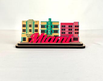 Handmade Wooden Miami Decor Set, Coastal Souvenir
