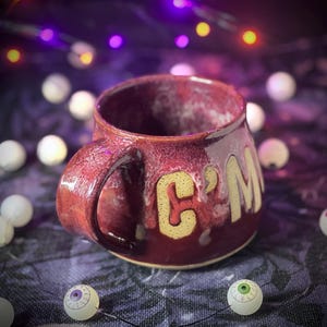 Large C’MON WING! mug with spicy red glaze